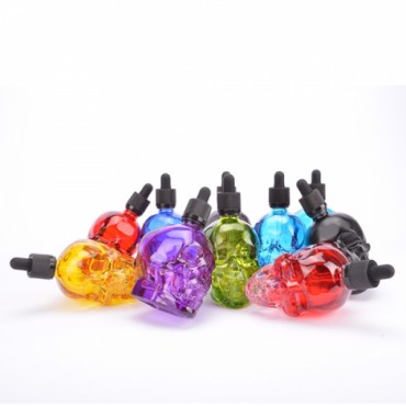 Skull Liquid Leerflasche 60ml " Totenschädel " Glas Totenkopf mit Pipette