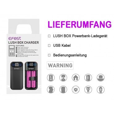 Efest Lush Box Powerbank Ladegerät für 18650 3,6V -3,7V Lithium Ionen Akkus