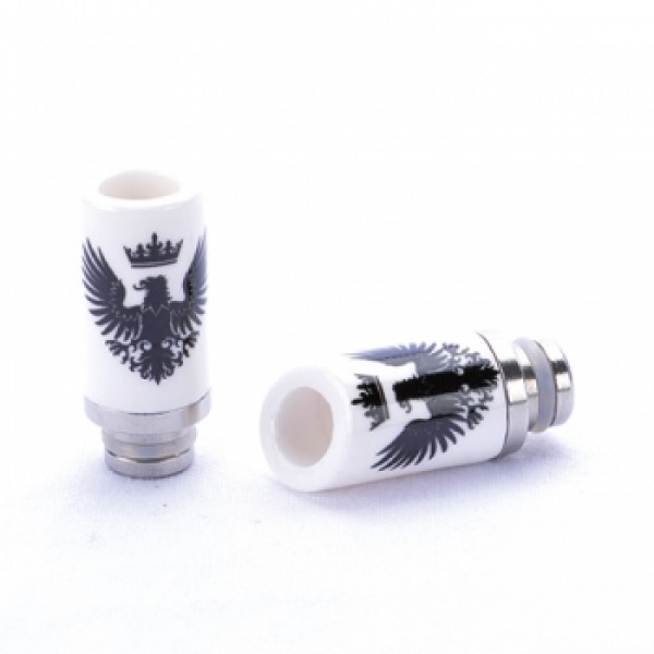 Keramik Drip Tip E-Zigarette Mundstück "Adler" big Hole mit 510er Anschluss